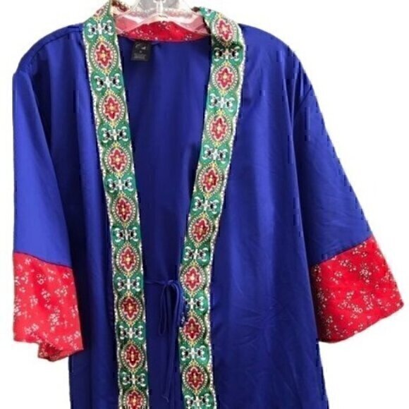 Women's Cabernet Silky Kimono Blue Red S - Picture 1 of 8